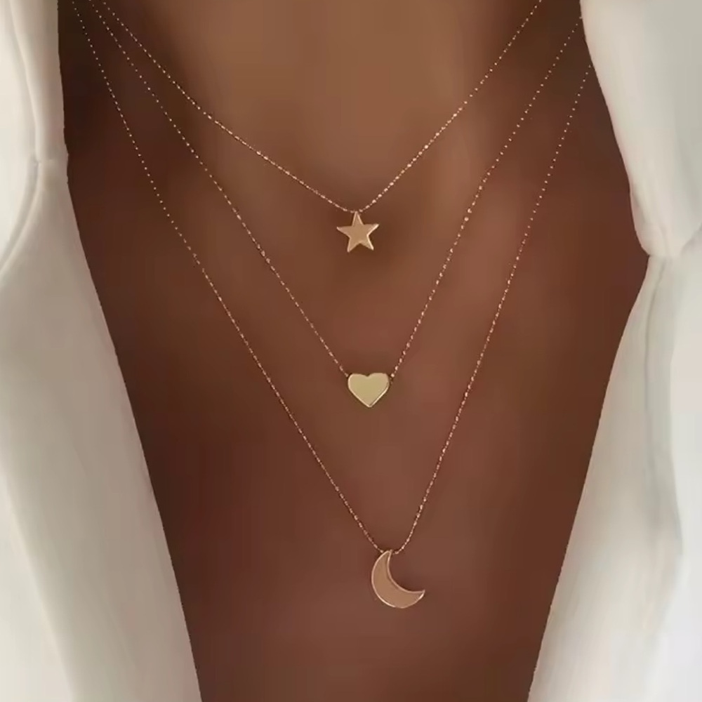 Gold Filled Multilayered Moon Necklace